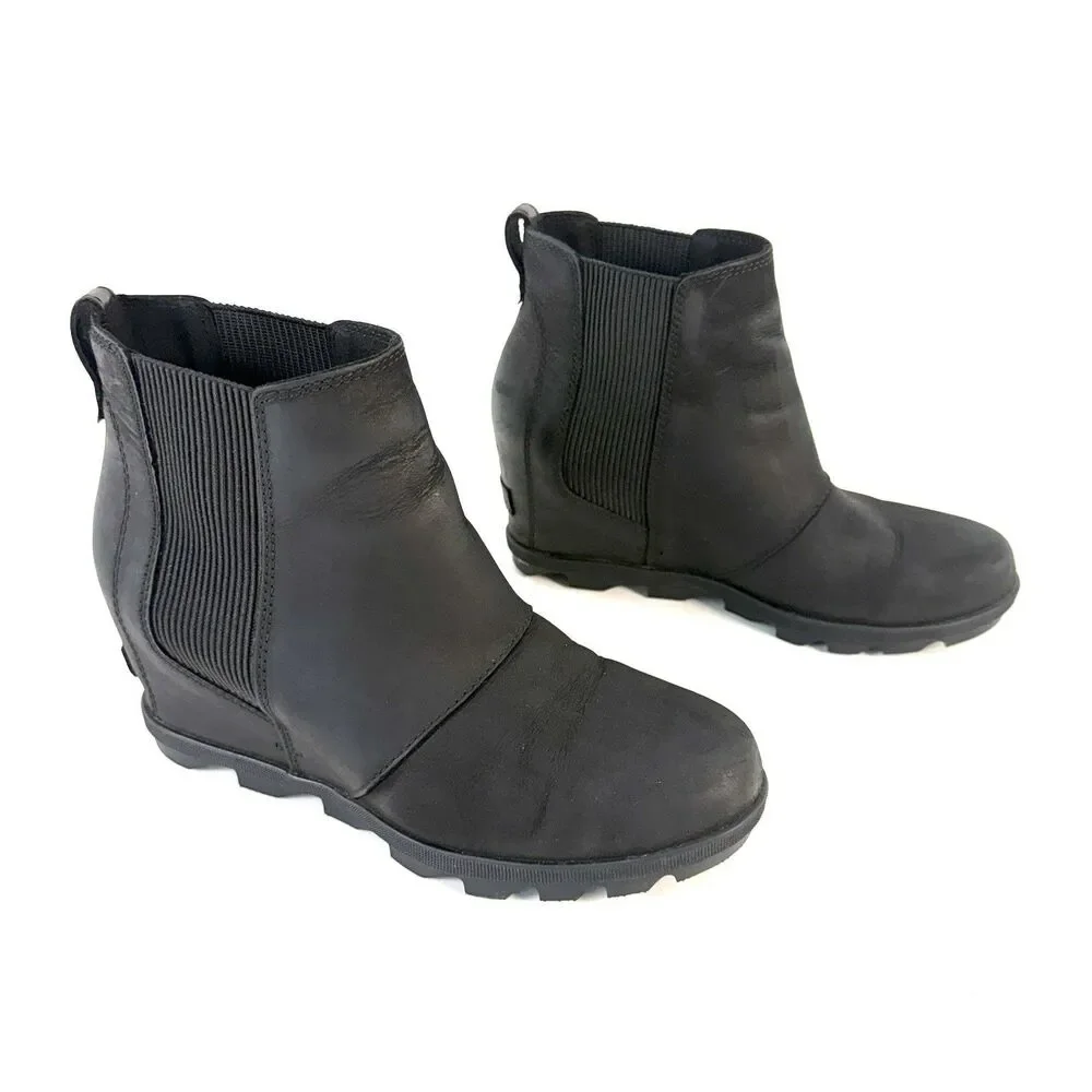 SOREL Boots Womens Size 10 Black Joan of Arctic Wedge II Chelsea Ankle Pull On